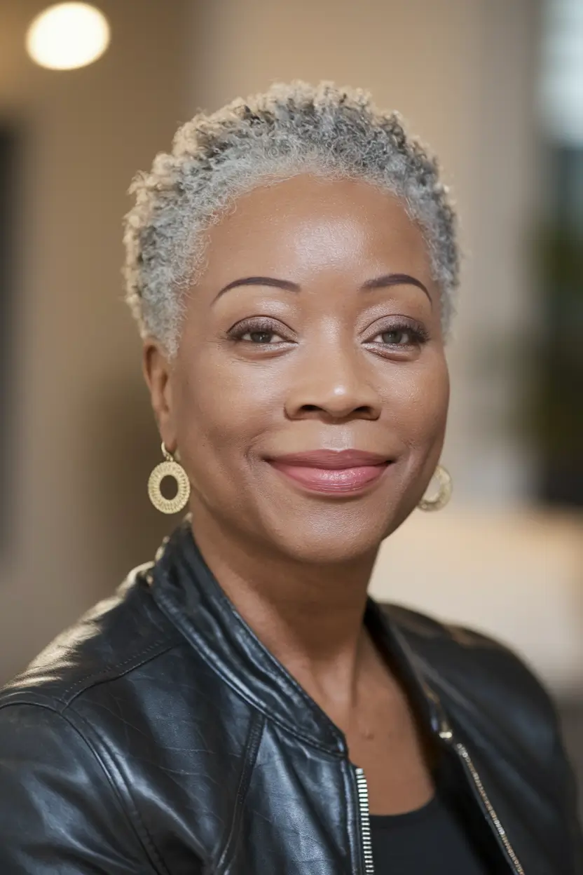 Fall haircuts for women over 50 Ultra-Short Curls with a Bold Natural Texture