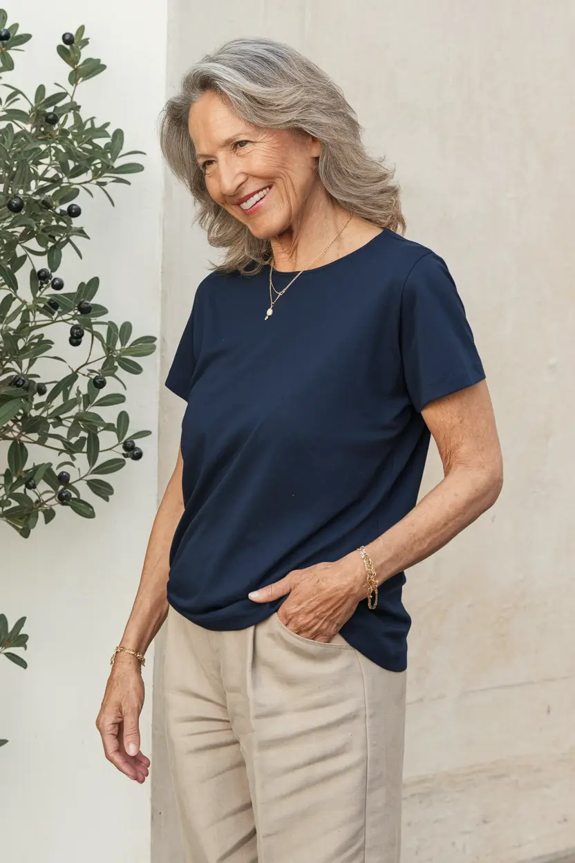 Fall haircuts for women over 50 Low-Maintenance Soft Waves with Natural Grey