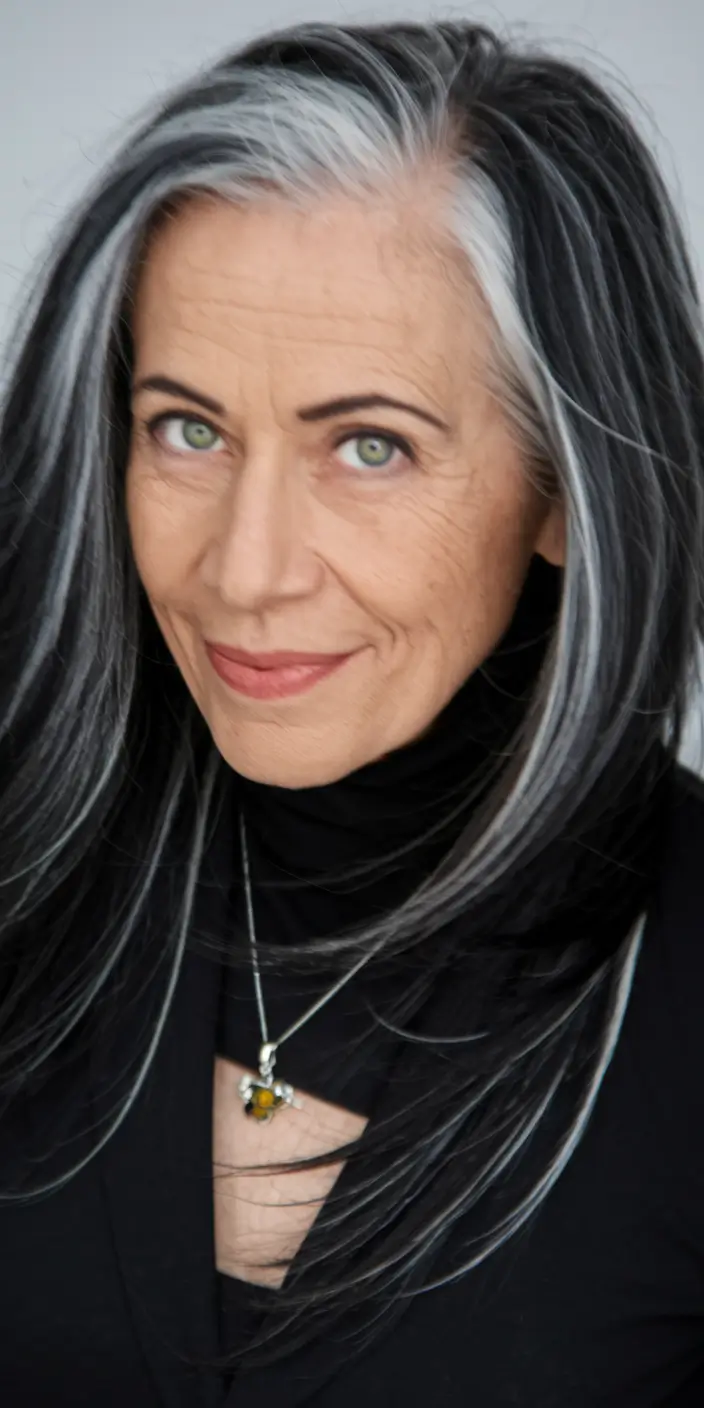 Fall haircuts for women over 50 Edgy Long Layers with White and Black Contrast