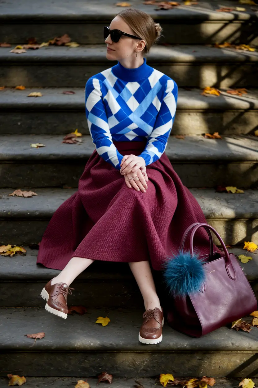 fall fashion trends for women 2025 Argyle Revival with Elegant Volume