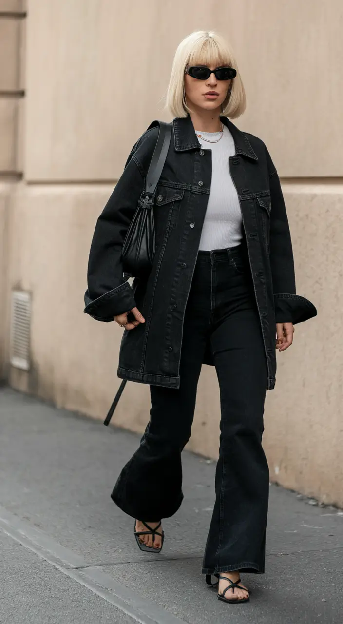fall fashion trends women casual Black Denim Sets Are the Cool-Girl Armor