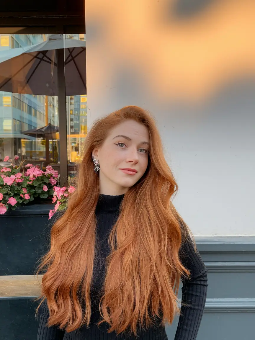 fall hair colors 2025 Spiced Cinnamon Layers with Autumn Glow