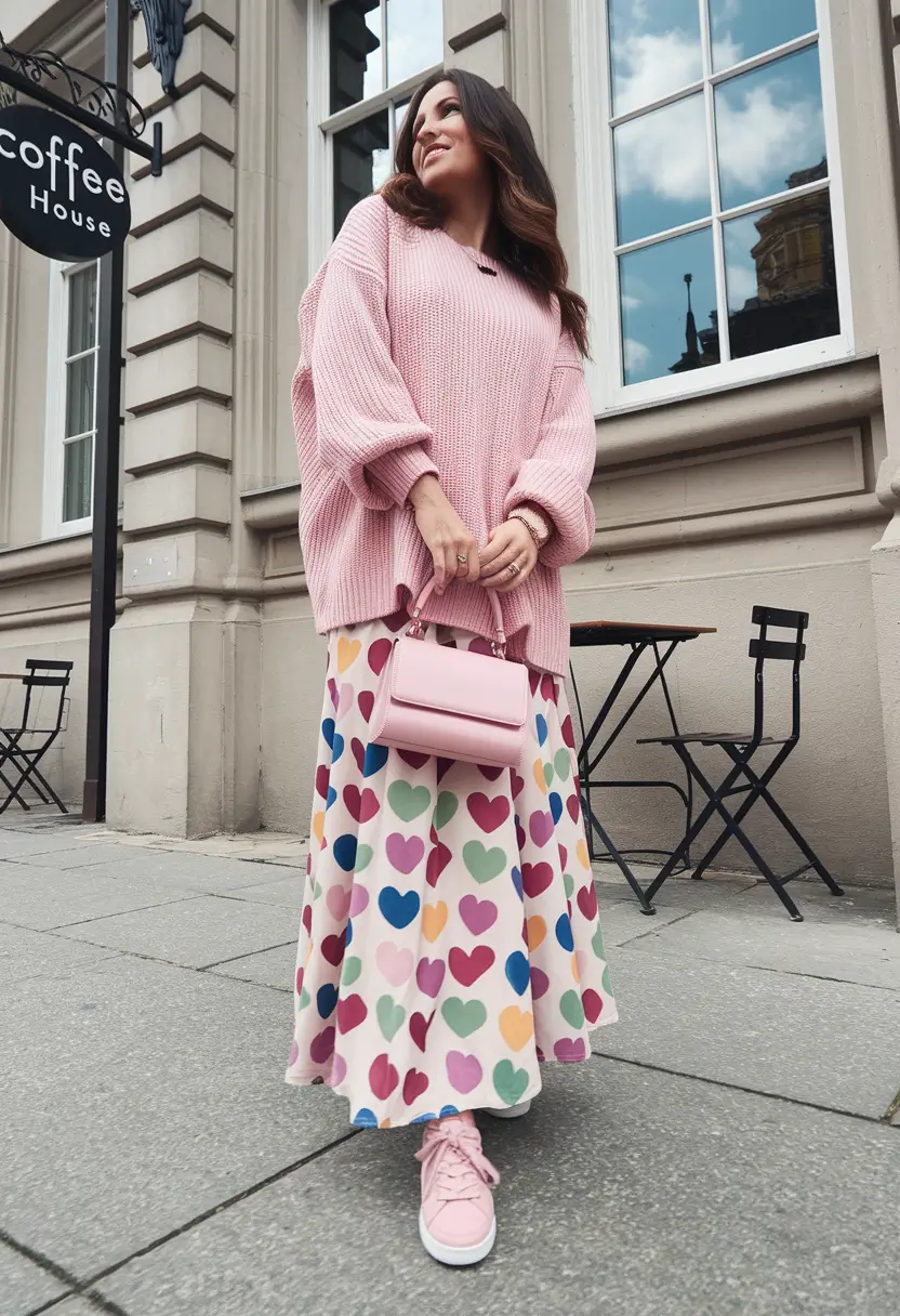 fall skirt outfits plus size Bubblegum Romance with a Retro Spin