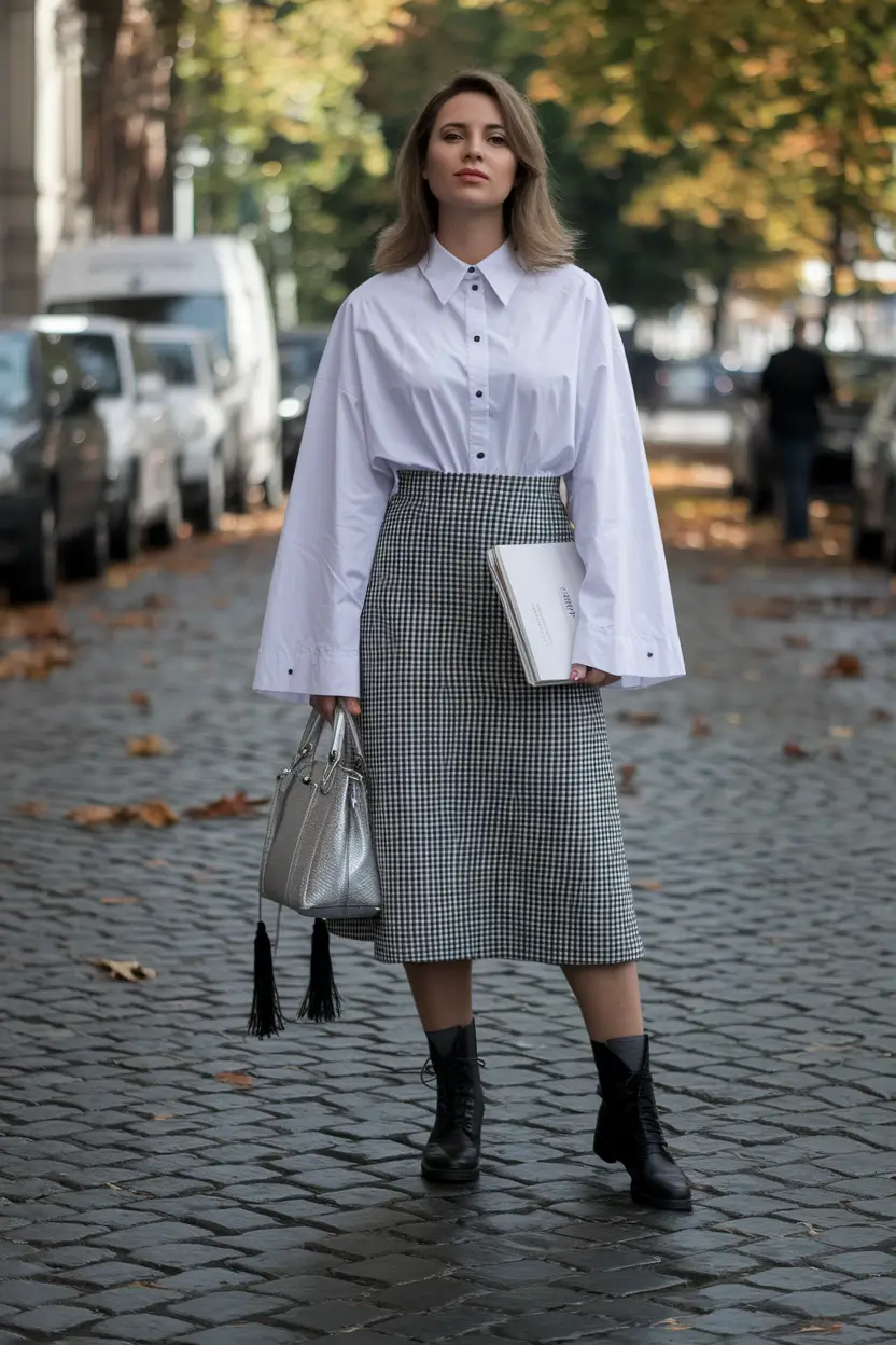 fall skirt outfits 2025 Sharp Lines Meet Cool-Girl Gingham