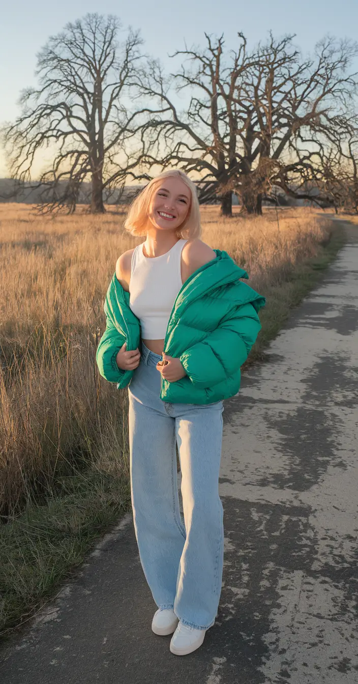 Trendy & New Fall outfits to Wear 2025+Sunset & Chill: Puffer Cool Girl Edition