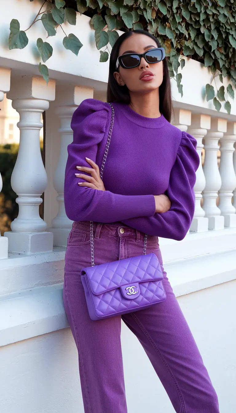Trendy & New Fall outfits to Wear 2025+Purple Reign: A Saturated Spin on 2000s Chic