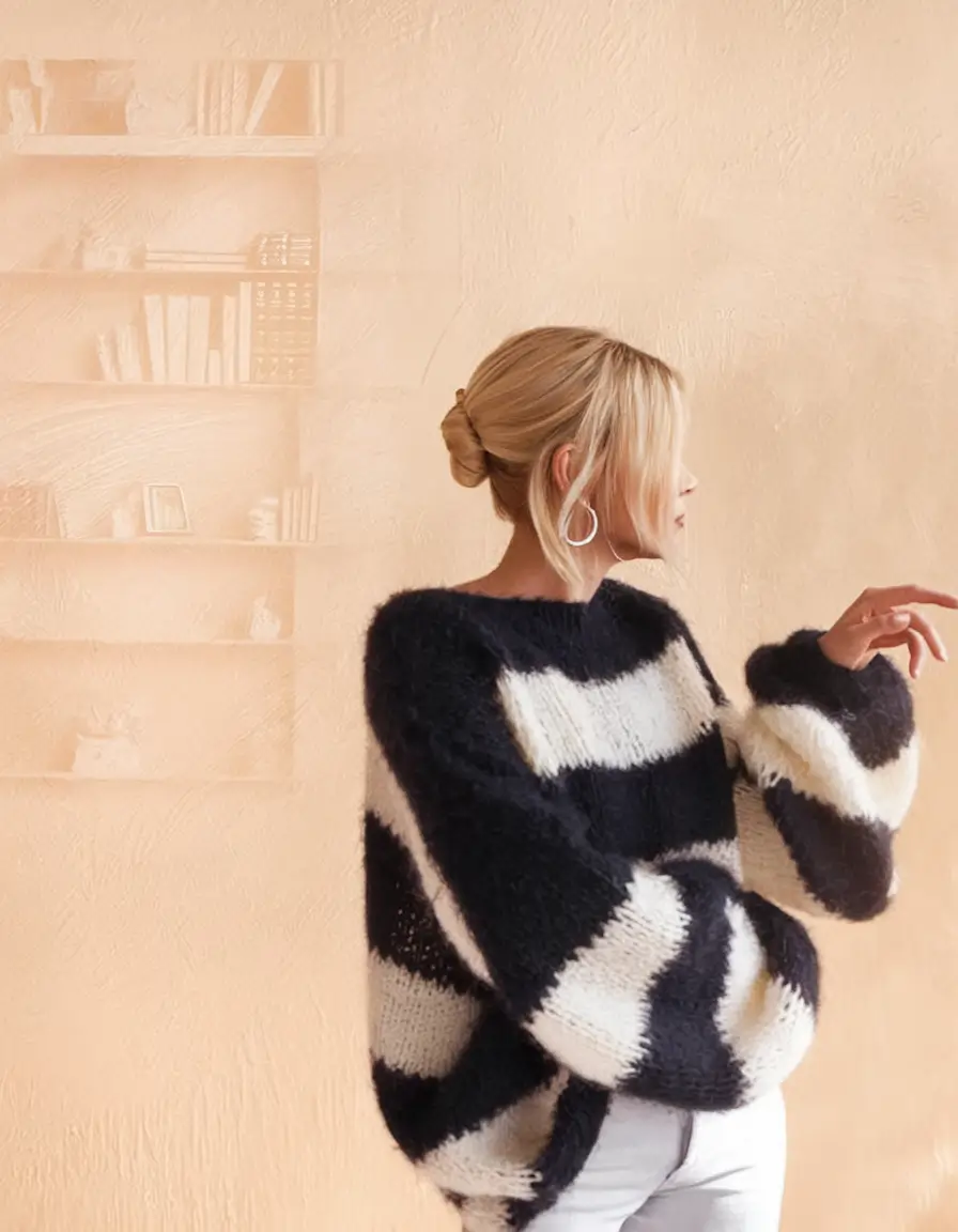warm fall outfits comfy Chunky Stripes and Sleek Lines