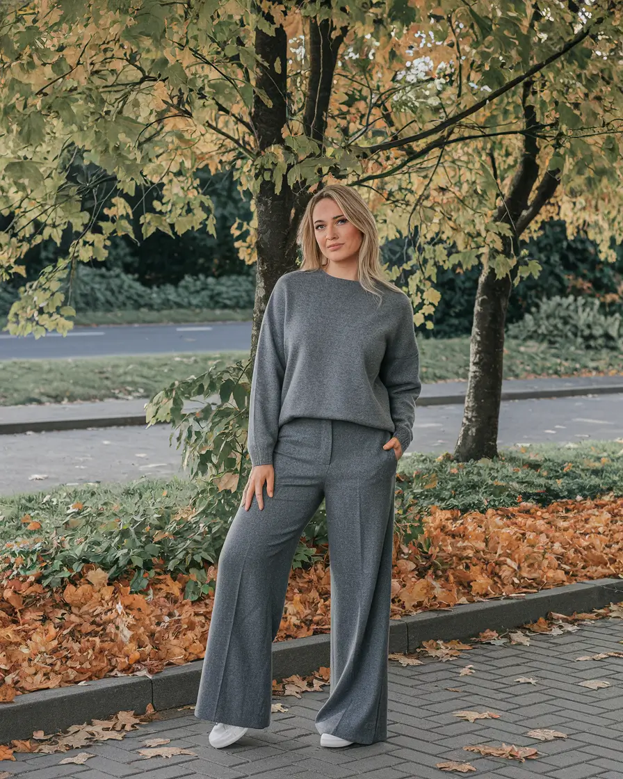 warm fall outfits casual Tailored Knits and Street-Smart Grace