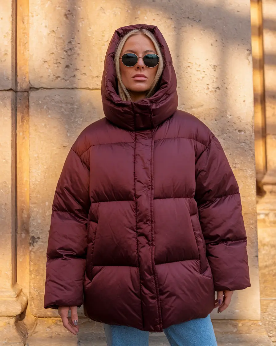 2025 Fall Winter Fashion Cold Weather Outfits Ideas+Berry-Toned Power Puff for Cold-Morning Commuters