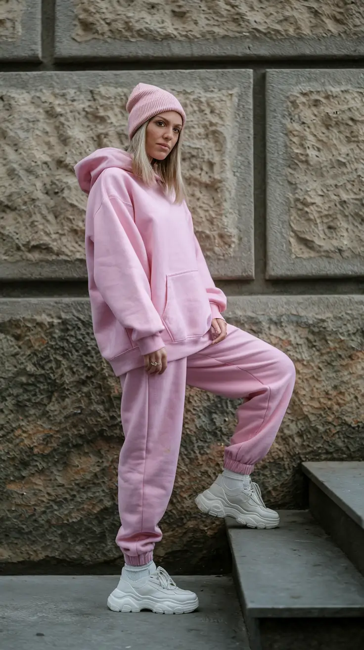 fall winter outfits 2025 All-Pink Athleisure with Street Style Edge