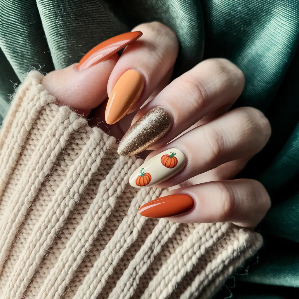autumn-nails-colors-2025-orange-pumpkin