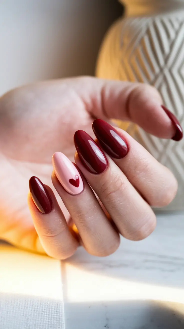 autumn-nails-colors-2025-burgundy-heart