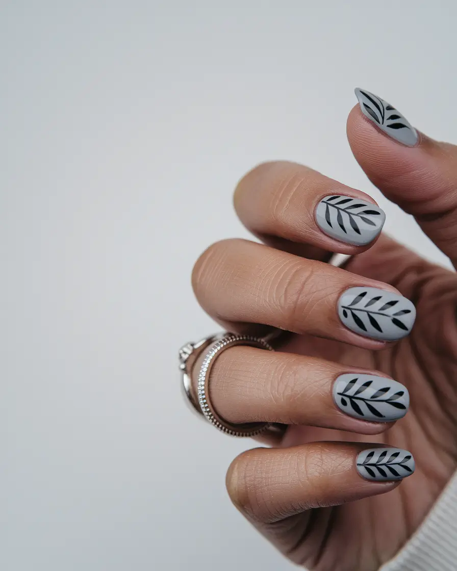 autumn-nails-colors-2025-gray-leaves