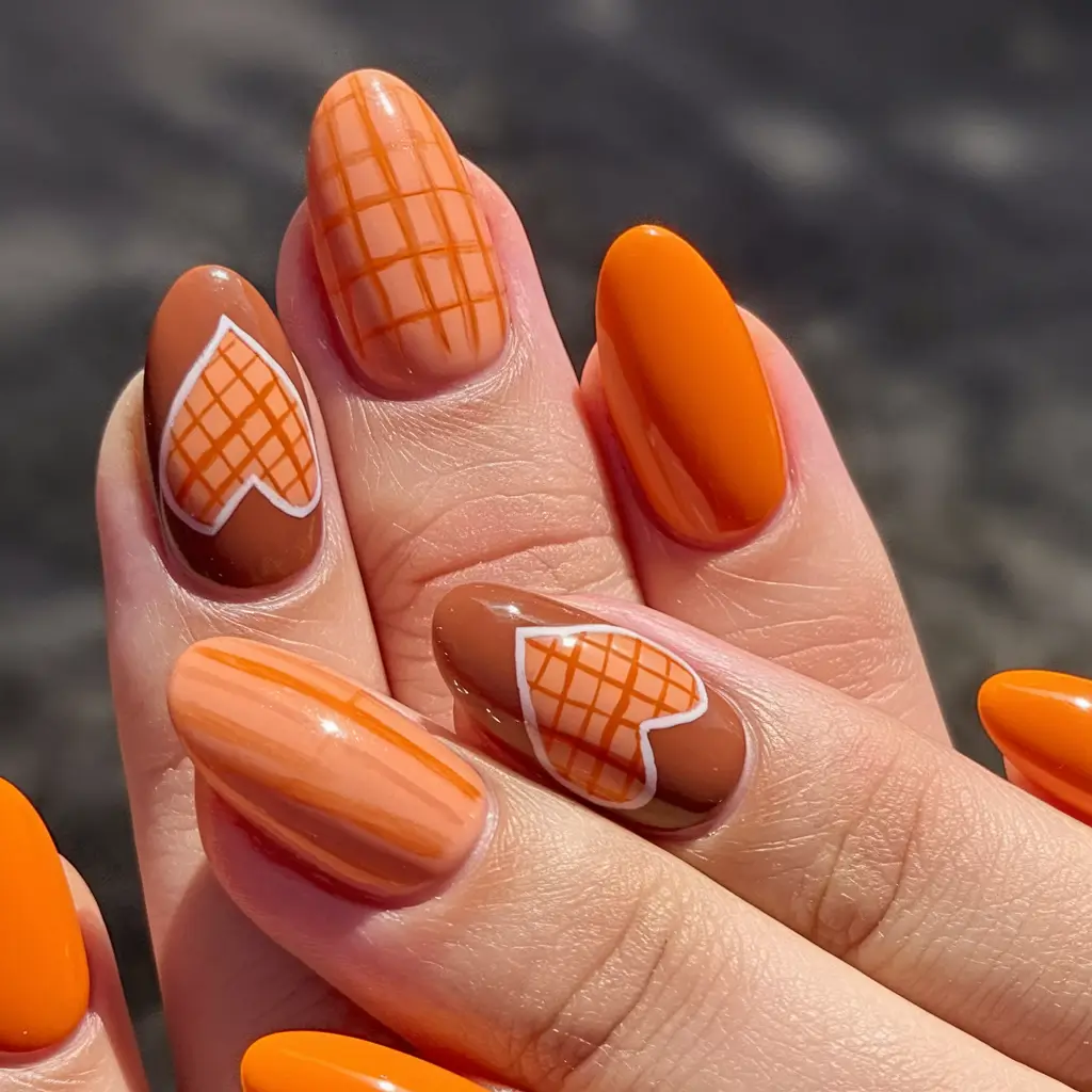 autumn-nails-colors-2025-orange-brown-hearts
