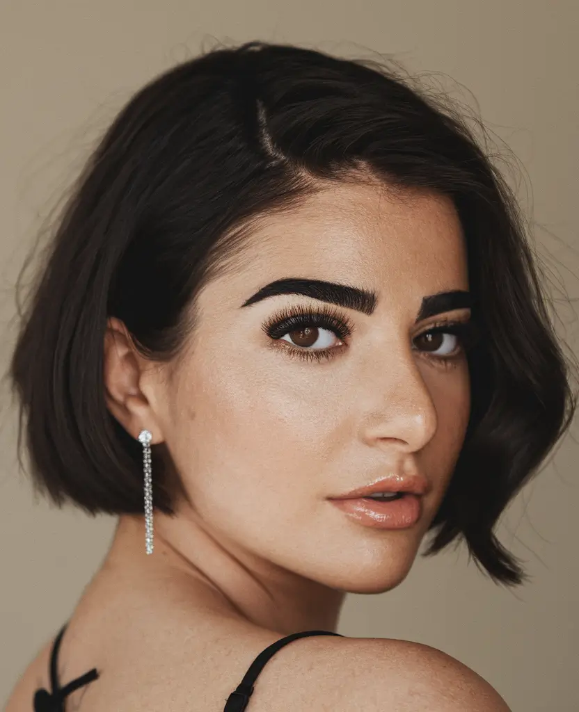 short hair brunette Polished Brunette Bob