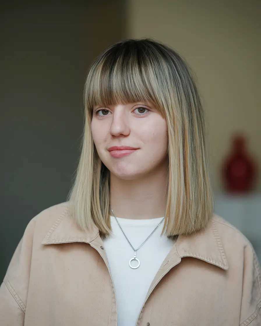 long bobs 2025 Modern Blonde with Full Fringe