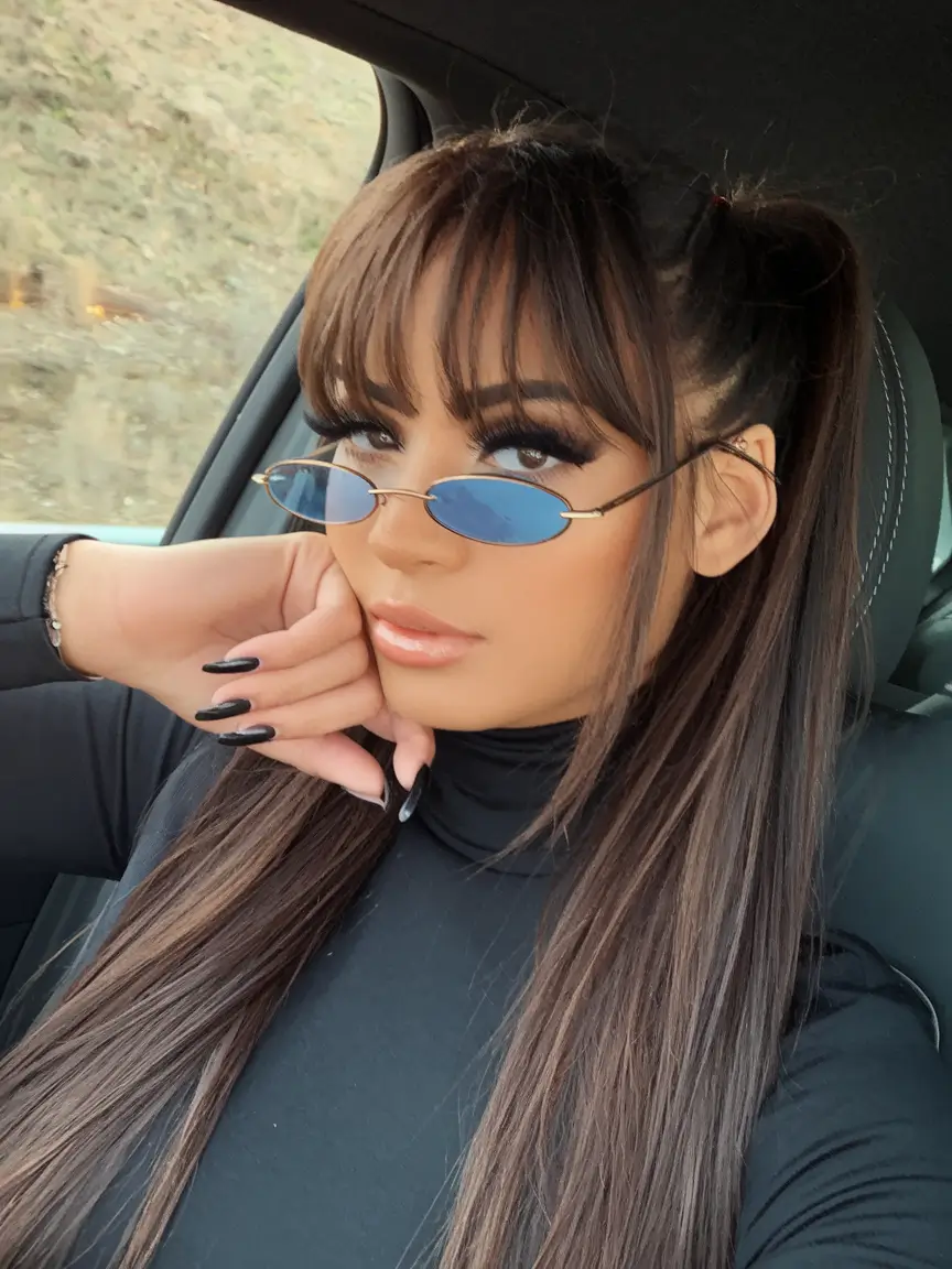 light brown Glossy Light Brown with Bangs