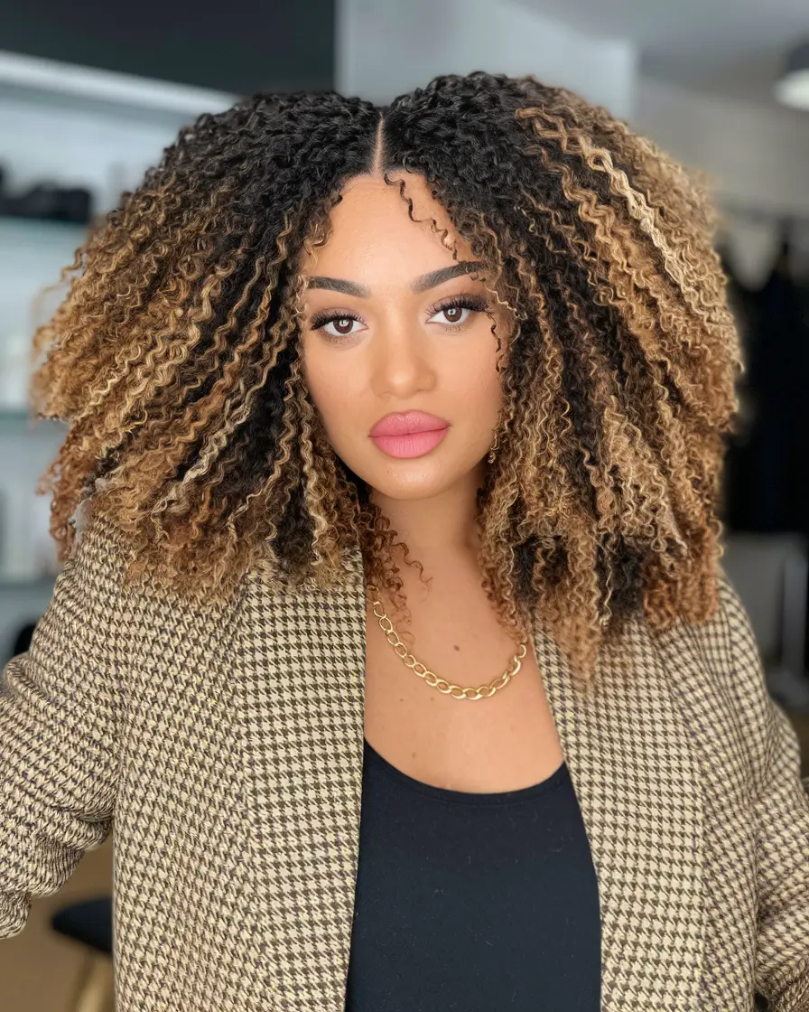 cute fall hair colors 2025 Golden Caramel Coils