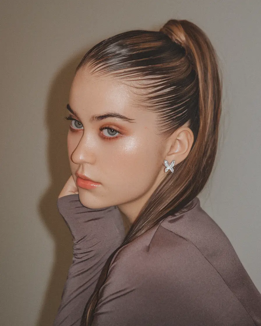 cute fall hair colors 2025 Glossy Espresso Pony