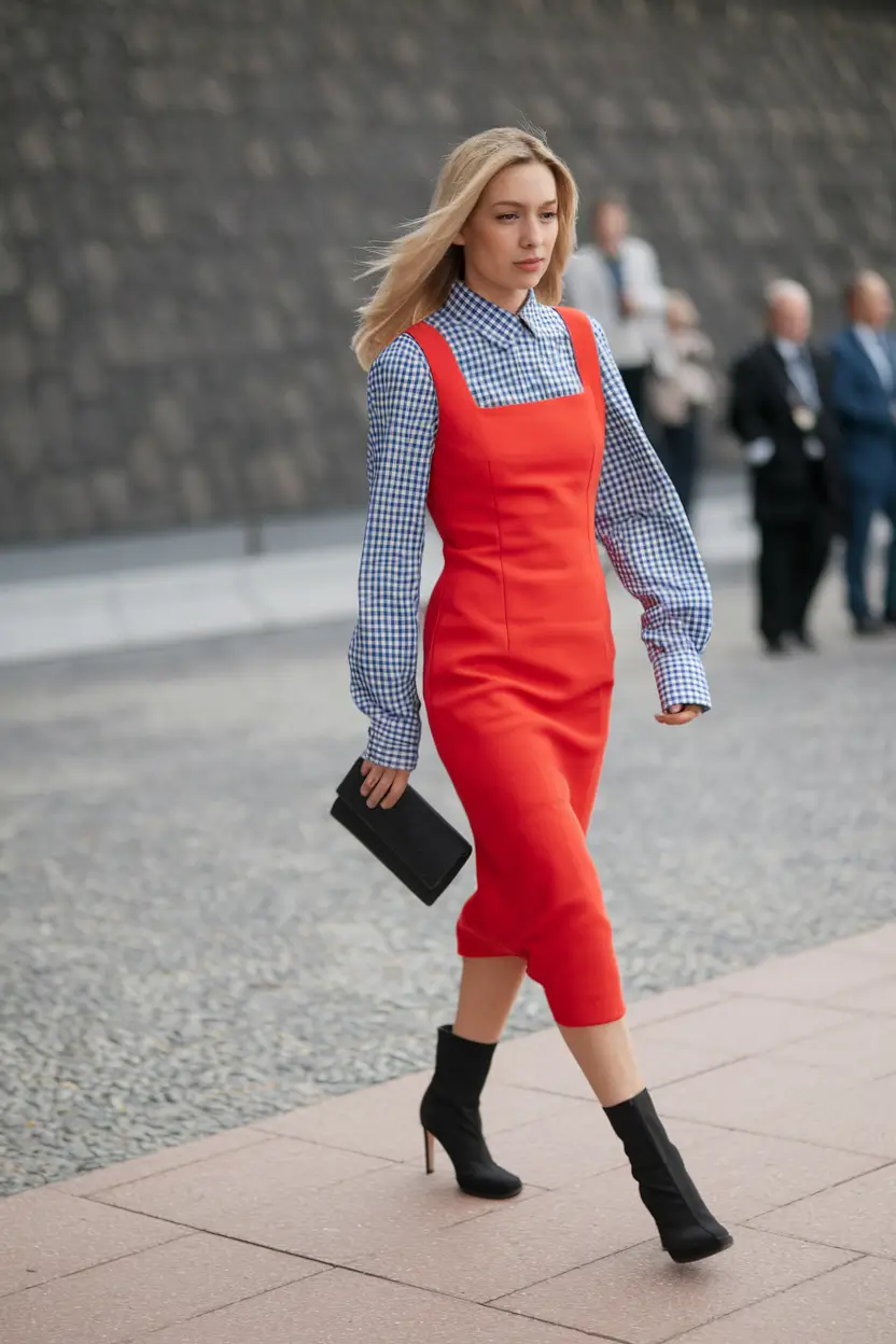 Women's clothing Layered Brights With Structured Gingham