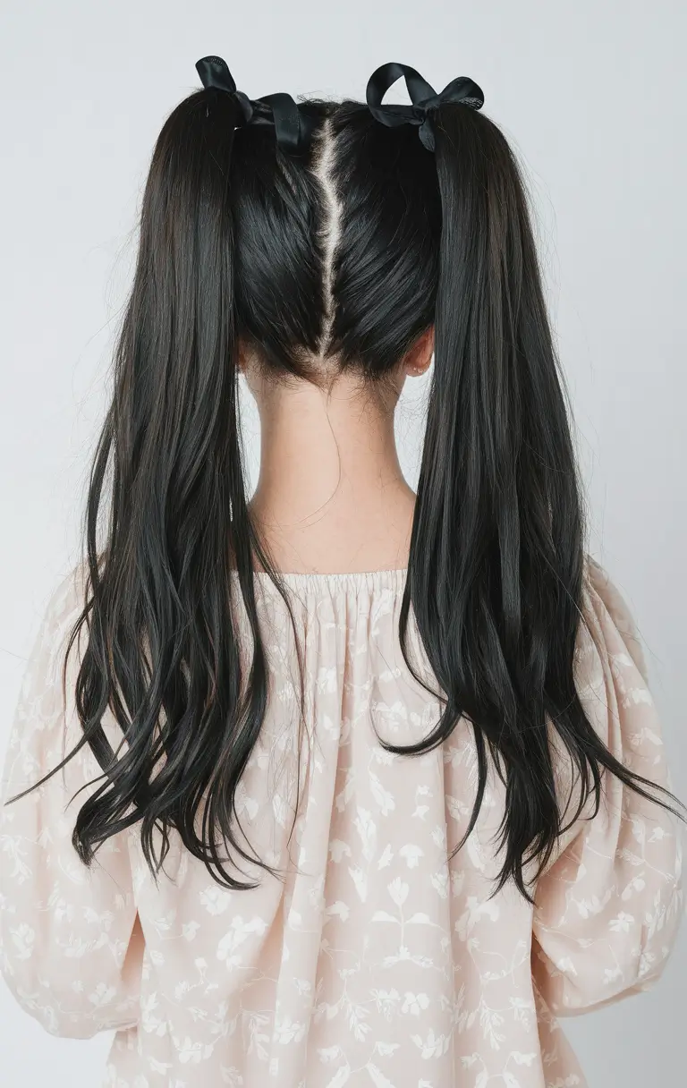 Playful Double Ponytails easy fall hairstyles for long hair 2025