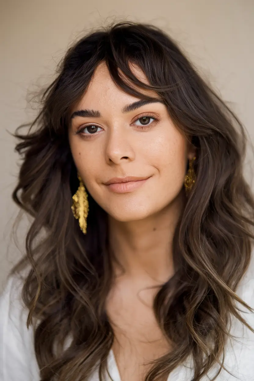 easy fall hairstyles 2025 Wavy Cut with Curtain Bangs