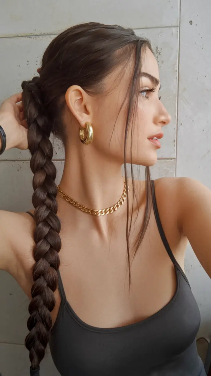 Classic Long Braid with Loose Strands easy fall hairstyles long hair braid 2025
