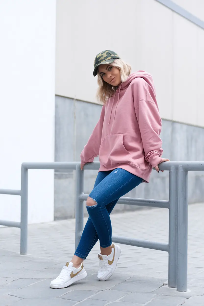 fall outfits for school casual Bubblegum Hoodie and Camo Cool