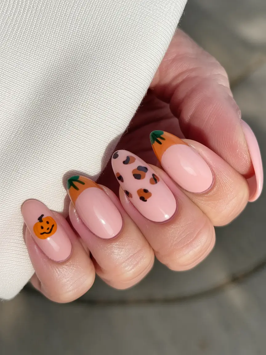 early fall nails 2025 Pumpkin Spice Playfulness