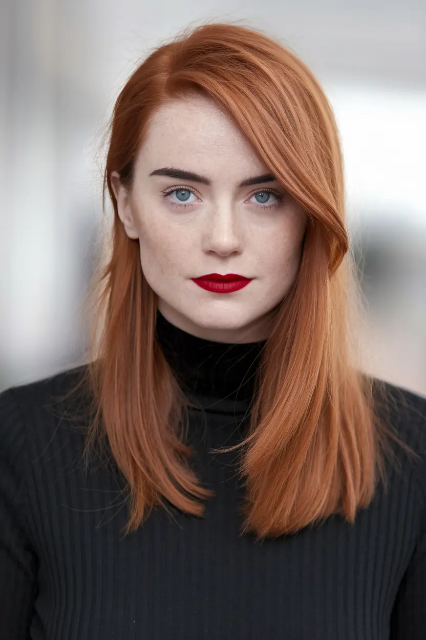 fall hairstyles 2025 Fiery Copper Elegance