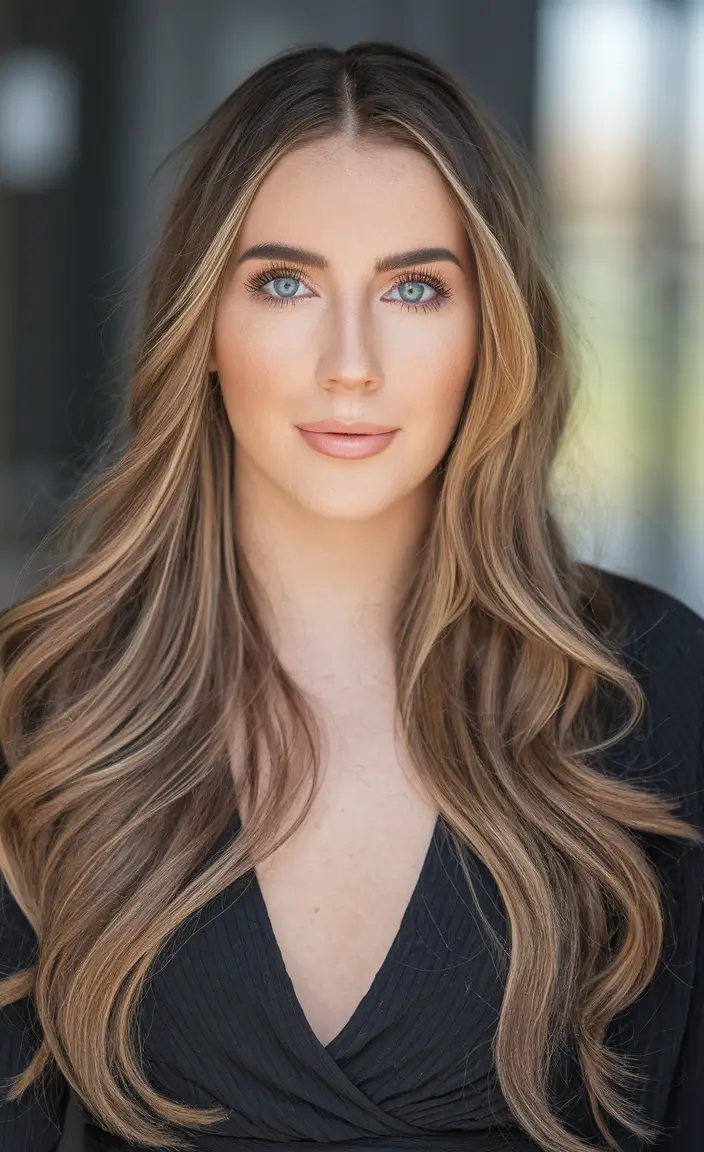 fall hairstyles for long hair Subtle Dimension with Long Waves