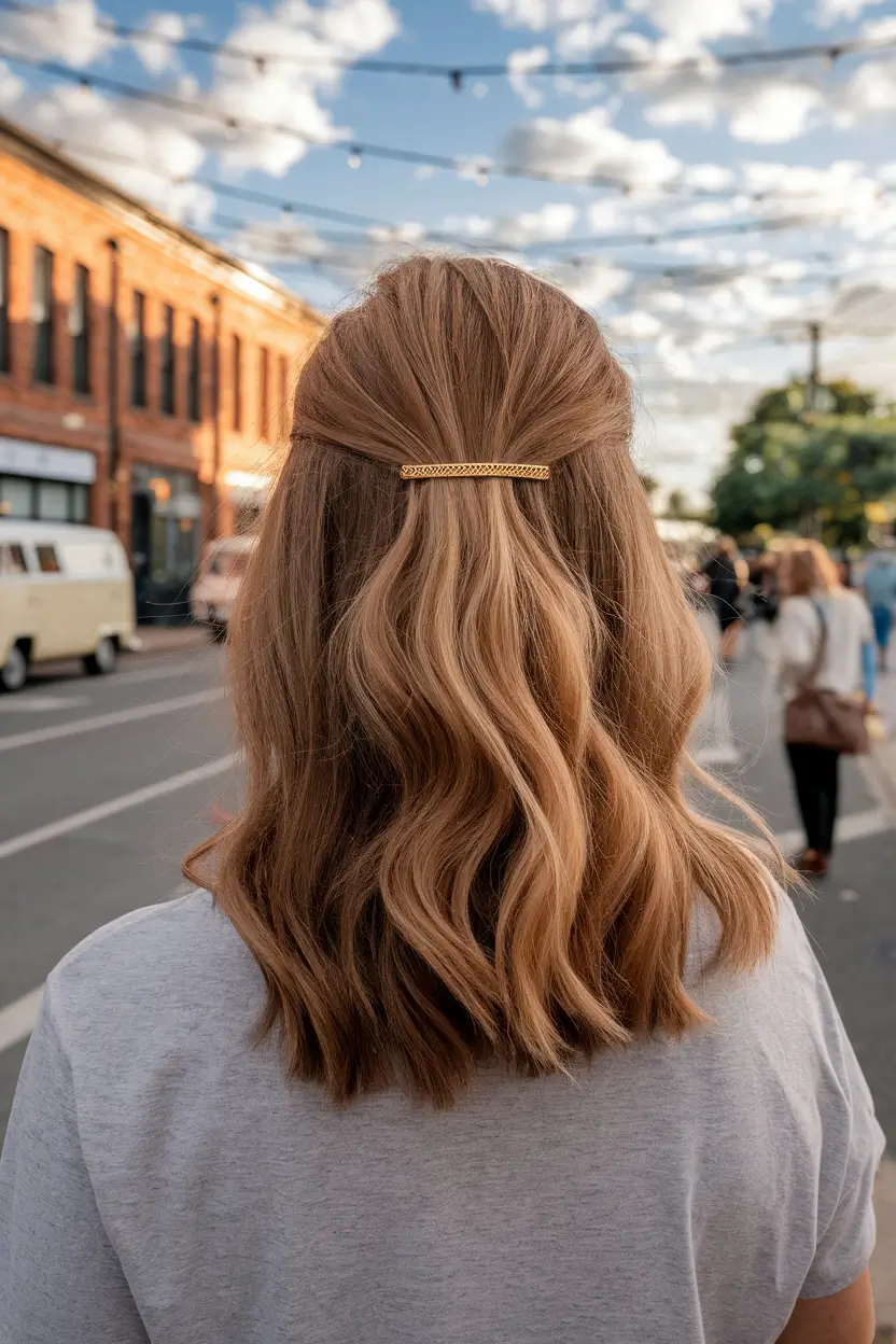fall hairstyles medium length Golden Half-Up with Accessory