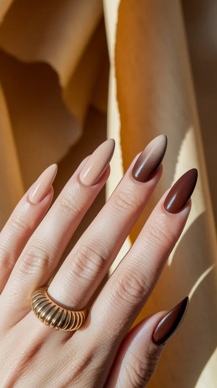 fall nail trends brown almond