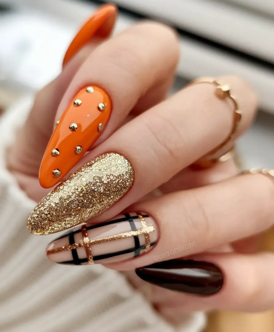 fall 3d nail art Autumn Luxe Mix