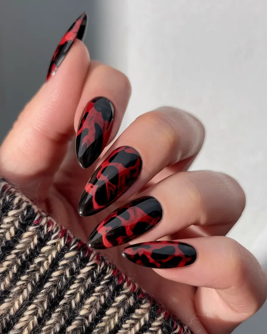 fall 3d nail art Midnight Flame