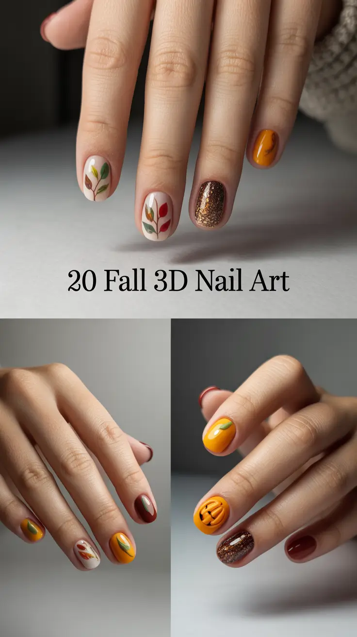 Fall 3D Nail Art 2025: Cozy Designs with Leaves, Gel & Seasonal Inspo