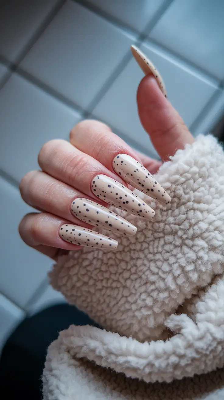fall acrylic nails: short and long ideas 2025 – Speckled Latte Almond