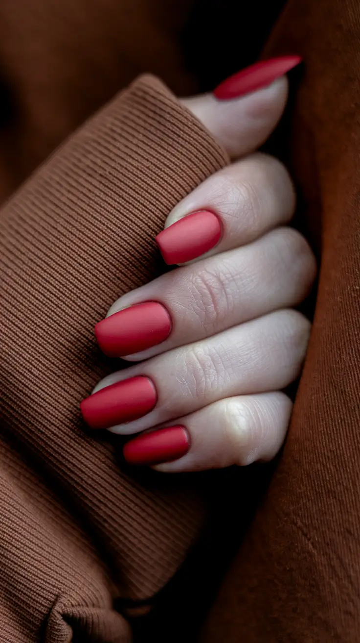 fall acrylic nails: short and long ideas 2025 – Velvety Cranberry Short Square