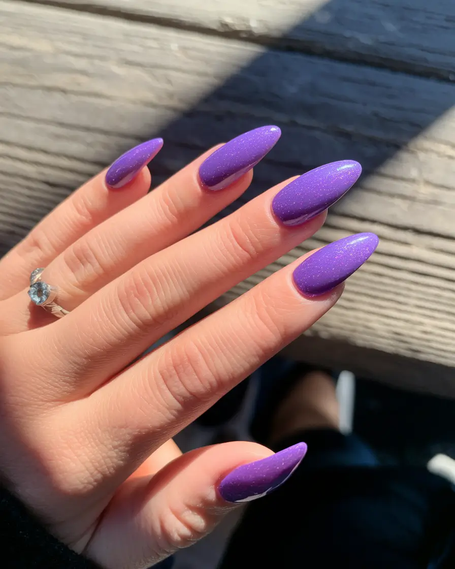fall almond nails 2025 Amethyst Glow