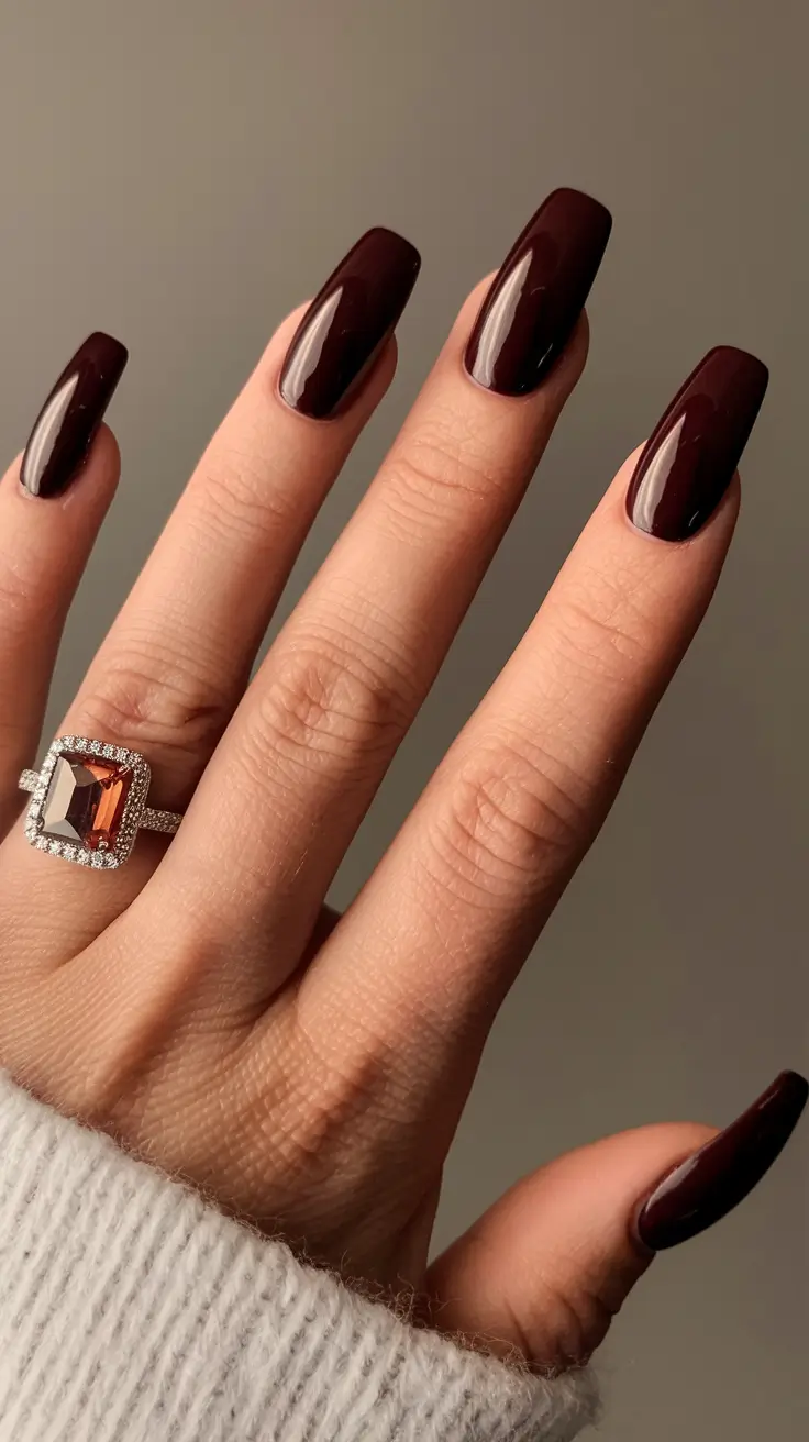 fall ballerina nails 2025 Deep Merlot Elegance