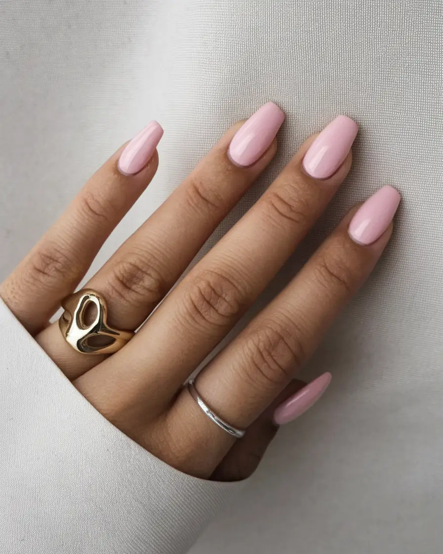 fall ballerina nails 2025 Soft Pastel Pink Elegance