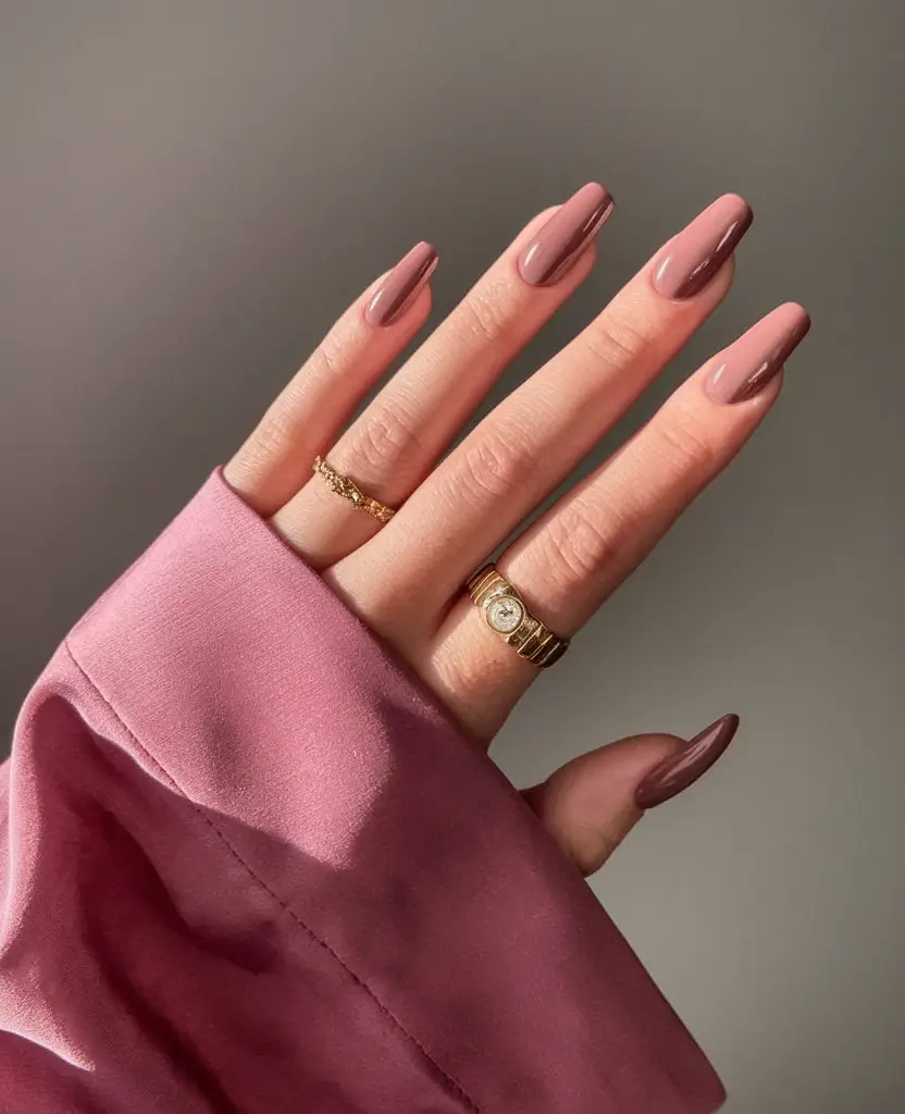 fall ballerina nails 2025 Warm Chestnut Luxe
