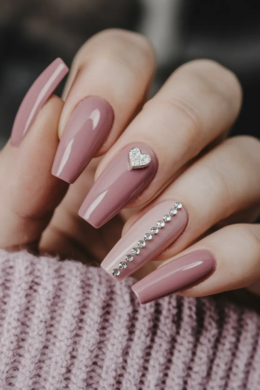 fall ballerina nails 2025 Blush Pink Romance with a Spark