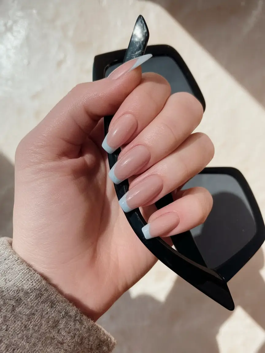 fall ballerina nails 2025 Frost-Tipped Chic