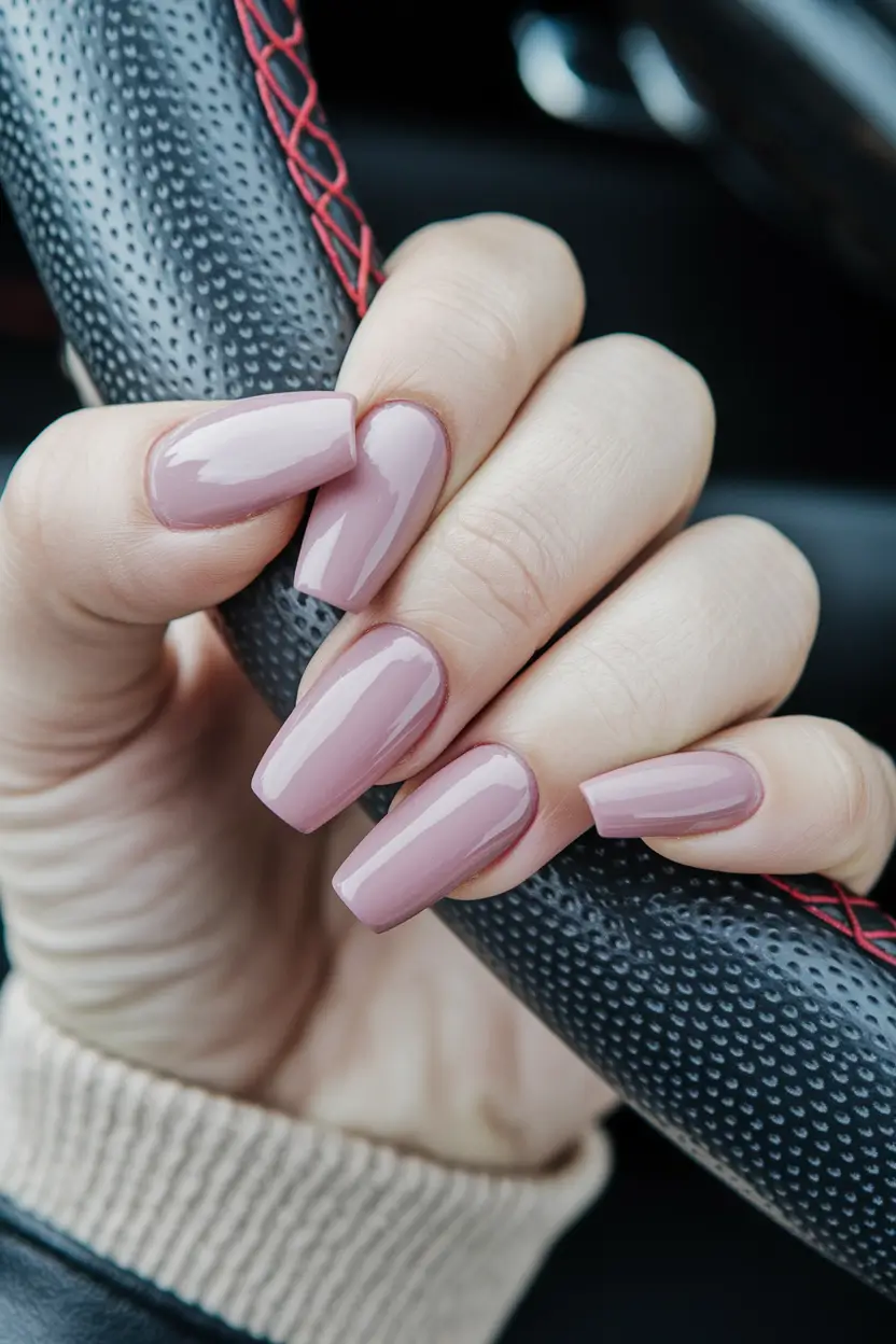 fall ballerina nails 2025 Soft Mauve Minimalism