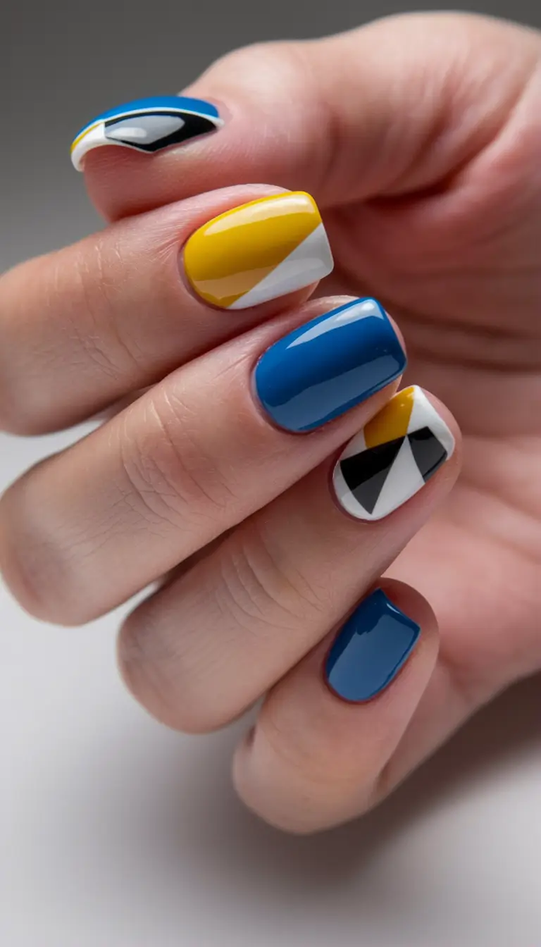 Fall Color-Block Nail Modern Geometric Boldness