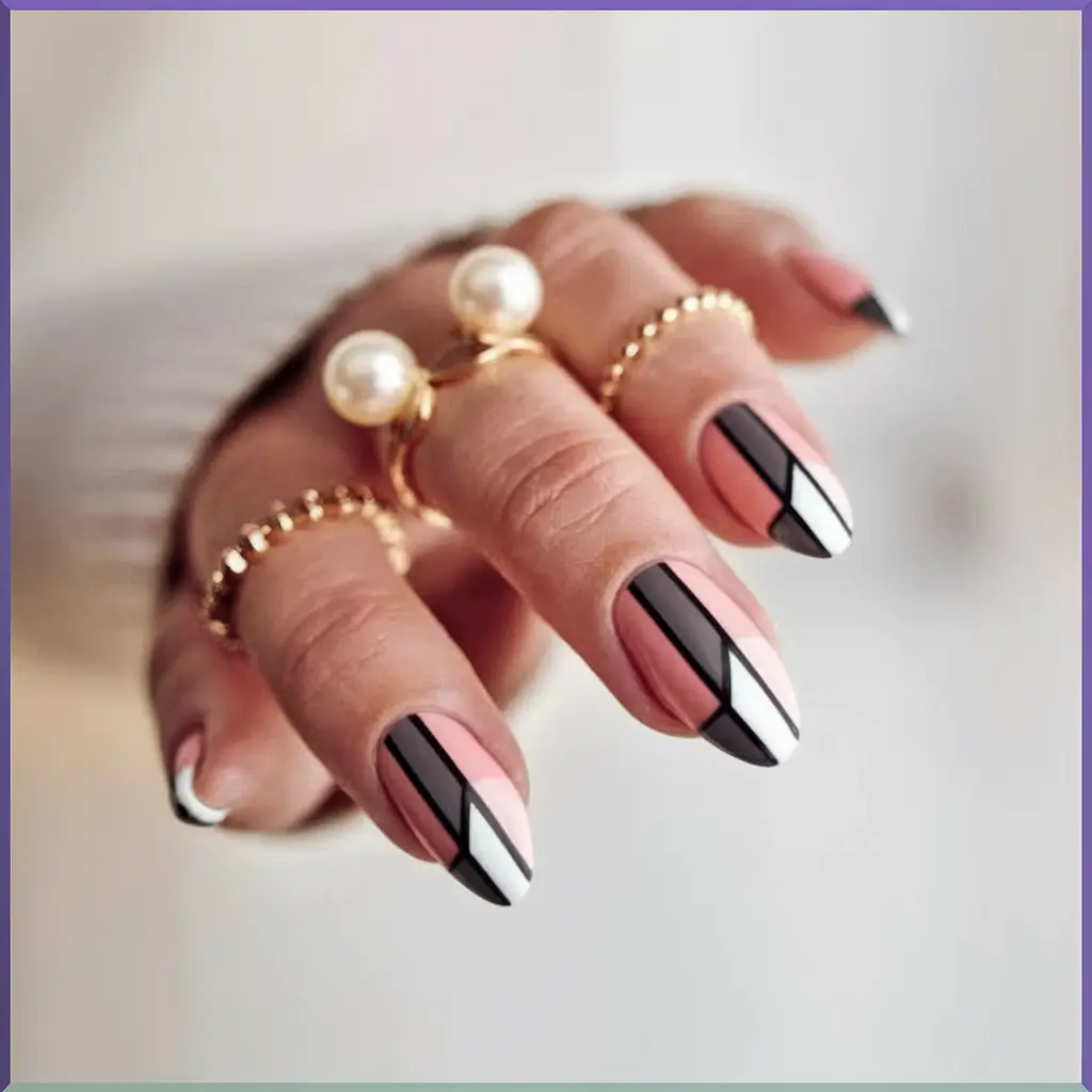 Fall Color-Block Nail Chic Geometric Minimalism