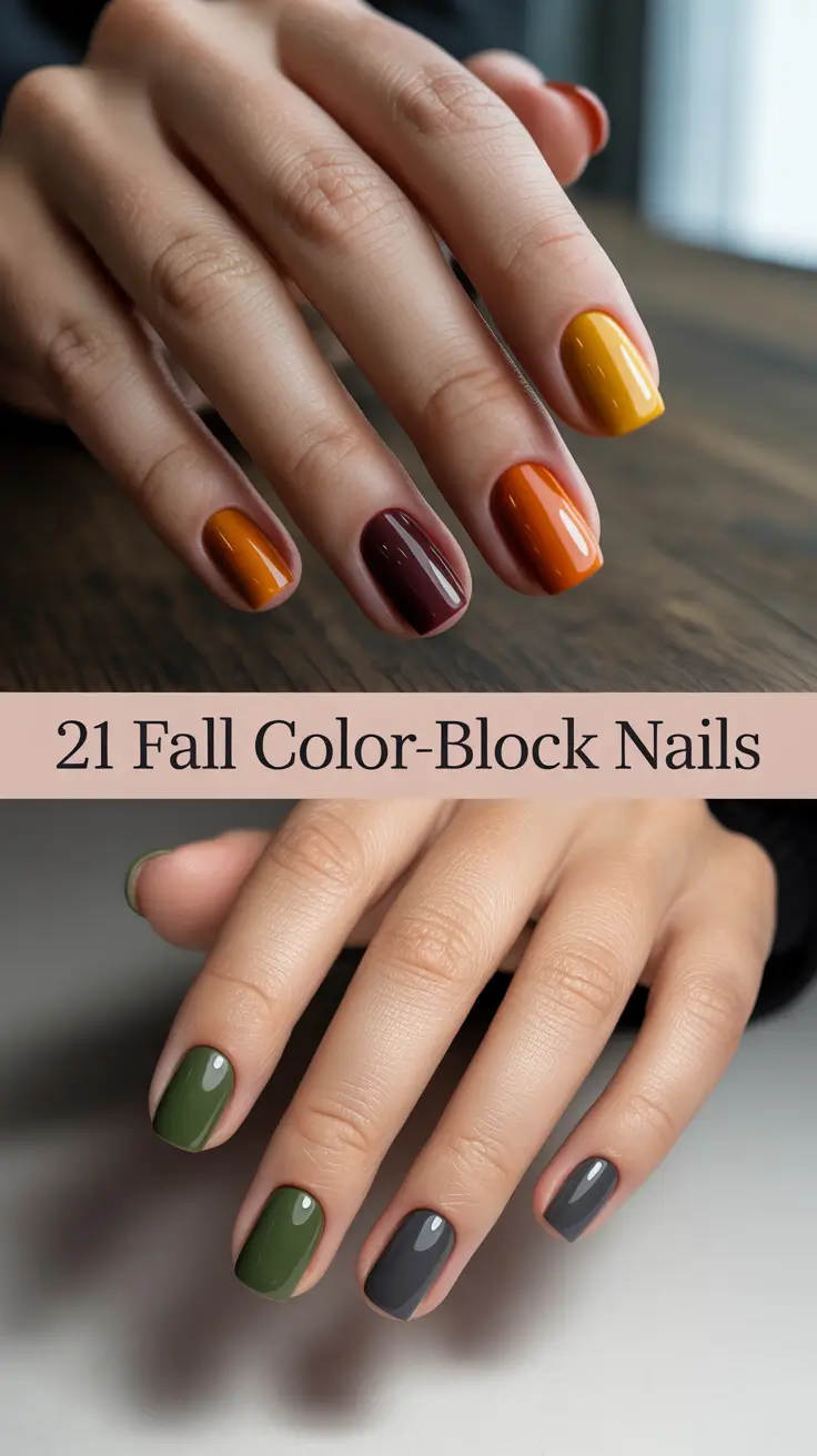 Fall Color-Block Nails 2025: Trendy Autumn Designs and Inspo