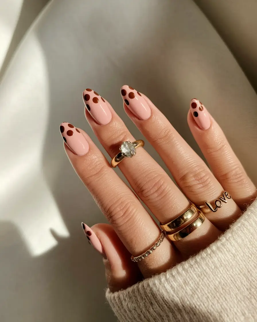 Fall French Tip Nails 2025 – Playful Leopard Almond Tips