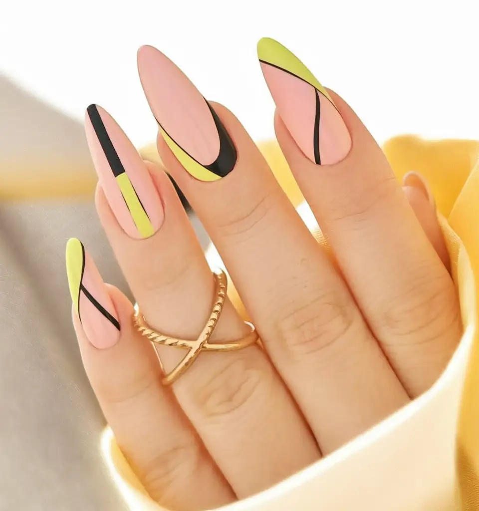 Fall Geometric Nails 2025 Abstract Pastels With Sleek Dividers